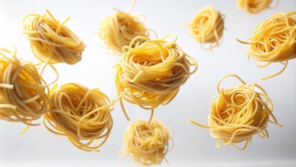 Floating Nests of Uncooked Spaghetti Pasta