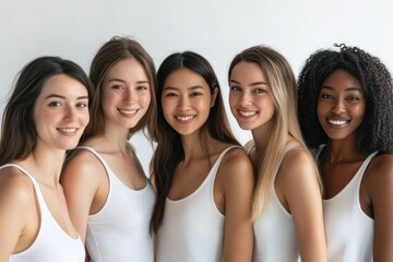 Obraz premium unity and friendship among young women from different cultural backgrounds. Their bright smiles and closeness reflecting the strength of diverse communities.
