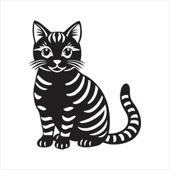 American Shorthair cat sitting silhouette vector illustration
