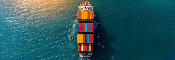 Container Ship Sailing On Blue Ocean Water
