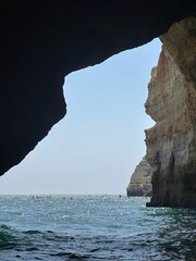 A stunning view from inside a sea cave