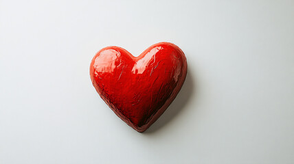Bright red heart-shaped illustration on a clean white background conveying love and affection