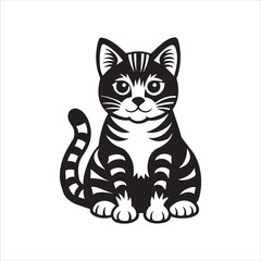 American Shorthair cat sitting silhouette vector illustration