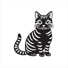 American Shorthair cat sitting silhouette vector illustration
