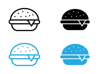 Burger icon black and white vector outline sign