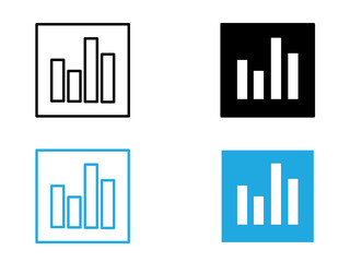 Chart icon black and white vector outline sign