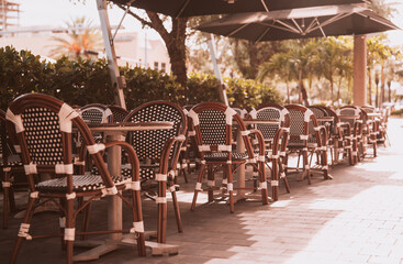 cafe tables and chairs in a restaurant coral gables miami 