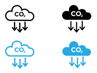 CO2 reduction icon black and white vector outline sign