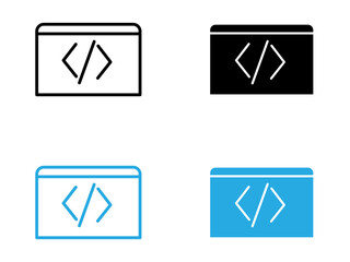 Coding icon black and white vector outline sign