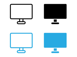 Computer monitor icon black and white vector outline sign
