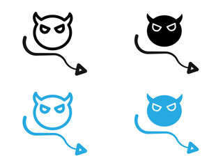 Demon devil icon black and white vector outline sign