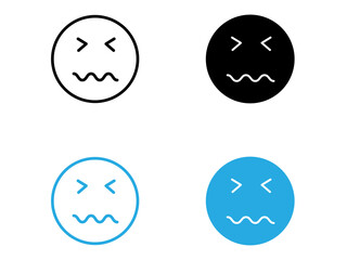 Desperate emoji icon black and white vector outline sign