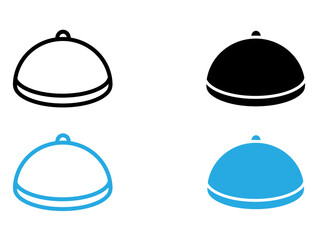 Food Tray and Cover icon black and white vector outline sign