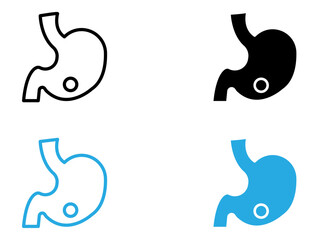 Fototapeta premium Gastritis icon black and white vector outline sign