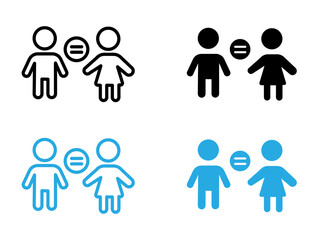 Gender equality icon black and white vector outline sign