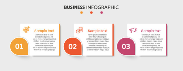 Infographic design template with icons and 3 options or steps. Can be used for process diagram, presentations, workflow layout, banner, flow chart, info graph