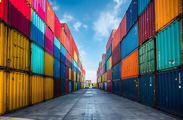 Container Yard Rows at Shipping Terminal