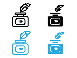 Ink and quill icon black and white vector outline sign