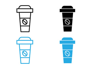 Paper coffee cup icon black and white vector outline sign