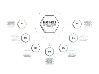 7 steps business infographic with icon for the presentation. can be used for process, presentations, layout, banner,infographic. vector illustration in flat style modern design.