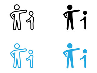 Parents scolding child icon black and white vector outline sign