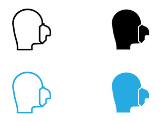 Person with oxygen mask icon black and white vector outline sign