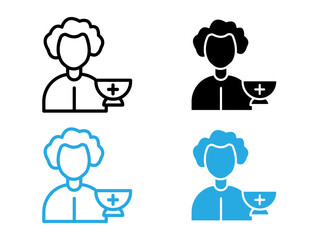 Pharmacist icon black and white vector outline sign