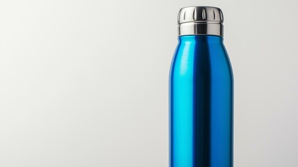 Stylish closed thermo bottle isolated on white