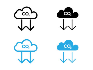 Reduce carbon dioxide co2 icon black and white vector outline sign