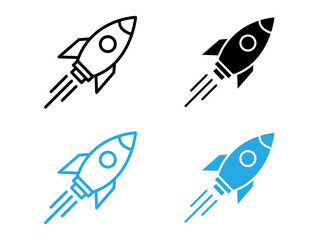 Rocket icon black and white vector outline sign