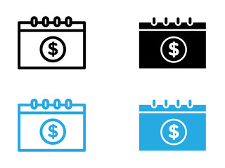 salary payday icon black and white vector outline sign