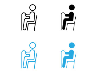 Seniors or old man sitting icon black and white vector outline sign