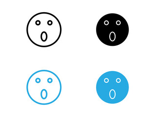 Shocked face icon black and white vector outline sign