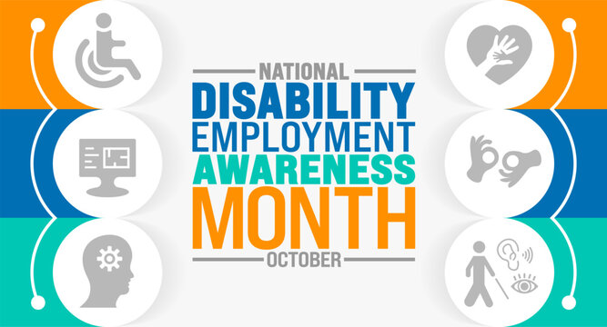 National Disability Employment Awareness Month background or banner design template is observed every year in October. Holiday concept. Template for card, poster, placard, template. eps 10