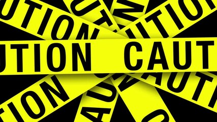 Caution Tape Scroll Background 4K Loop features yellow caution tape scrolling in several directions in a loop.
