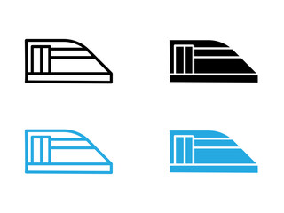 Subway high speed train icon black and white vector outline sign