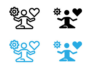 stress management icon black and white vector outline sign