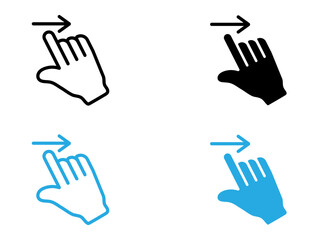 Swipe right icon black and white vector outline sign