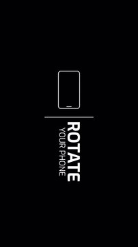 animation of a smartphone screen rotating from horizontal to vertical orientation.