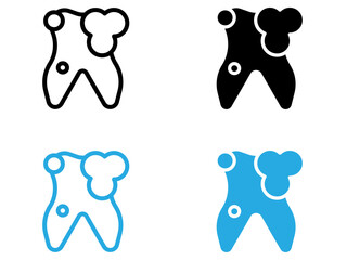 tooth cleaning icon black and white vector outline sign