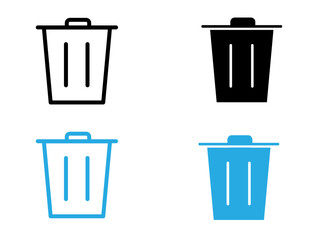 Trash icon black and white vector outline sign