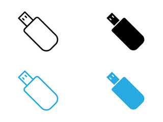 Usb stick icon black and white vector outline sign