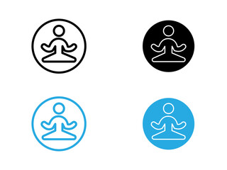 Yoga pose icon black and white vector outline sign