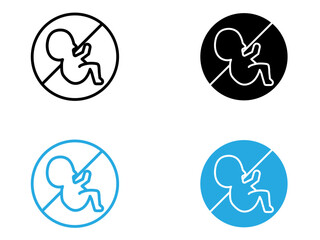 Abortion of fetus icon black and white vector outline sign