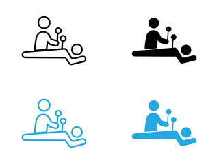 Acupuncture therapy icon black and white vector outline sign