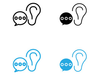 Active listening icon black and white vector outline sign