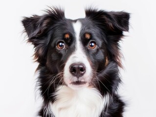 adorable dog portrait against a pure white background expressive eyes fluffy fur and a playful pose capturing its personality