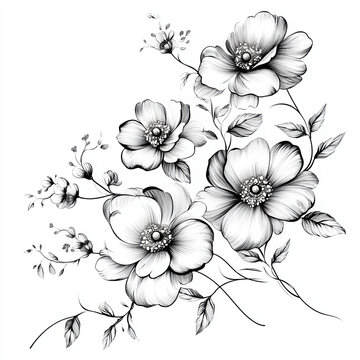 recommend clip art: flowers black and white floral design botanical art line art illustrations nature artwork flower bouquet vintage decorative anemone artistic graphic design