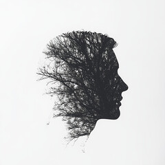 silhouette tree nature profile double exposure art head forest shadow human imagination creativity concept mind growth landscape environmental wellness abstract 