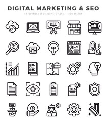 Set of Digital Marketing & SEO icons in Lineal style. Lineal Icons symbol collection.